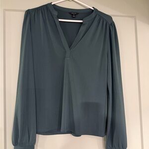 RW&Co Teal V-Neck Long-Sleeve Blouse